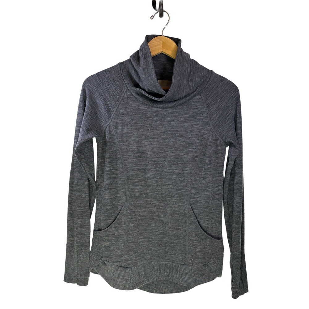 Athleta Womens Long Sleeve Gray Heather Lightweight Pullover Cross Neck Size XXS